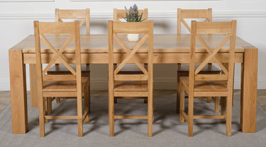 Kuba Extra Large Oak Dining Table with 6 Berkeley Oak Chairs