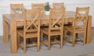 Kuba Extra Large Oak Dining Table with 6 Berkeley Oak Chairs