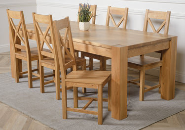Kuba Extra Large Oak Dining Table with 6 Berkeley Oak Chairs