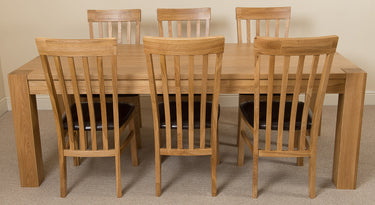 Kuba Extra Large Oak Dining Table with 6 Harvard Oak Chairs