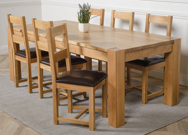 Kuba Extra Large Oak Dining Table with 6 Lincoln Oak Chairs