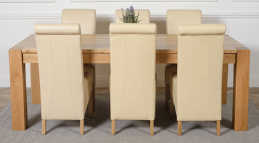 Kuba Extra Large Oak Dining Table with 6 Montana Ivory Leather Chairs