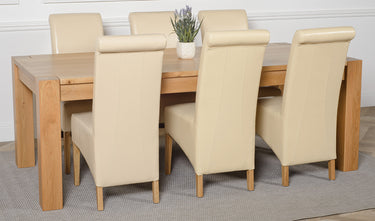 Kuba Extra Large Oak Dining Table with 6 Montana Ivory Leather Chairs