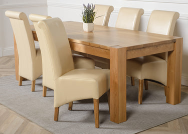 Kuba Extra Large Oak Dining Table with 6 Montana Ivory Leather Chairs