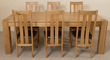 Kuba Extra Large Oak Dining Table with 6 Princeton Oak Chairs