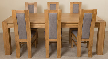 Kuba Extra Large Oak Dining Table with 6 Stanford Oak Chairs