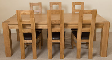Kuba Extra Large Oak Dining Table with 6 Yale Oak Chairs