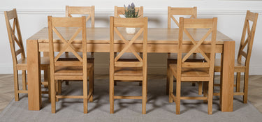 Kuba Extra Large Oak Dining Table with 8 Berkeley Oak Chairs