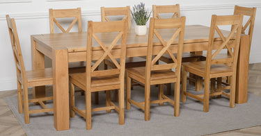 Kuba Extra Large Oak Dining Table with 8 Berkeley Oak Chairs