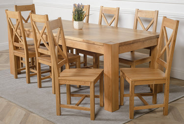 Kuba Extra Large Oak Dining Table with 8 Berkeley Oak Chairs