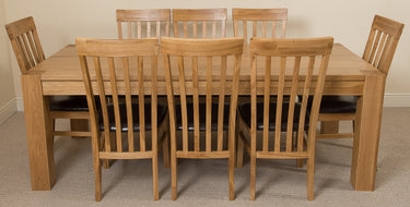 Kuba Extra Large Oak Dining Table with 8 Harvard Oak Chairs