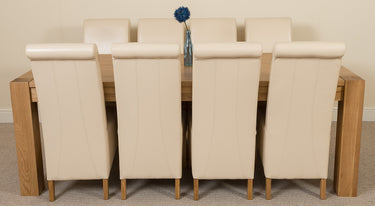Kuba Extra Large Oak Dining Table with 8 Montana Ivory Leather Chairs