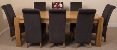 Kuba Extra Large Oak Dining Table with 8 Montana Black Fabric Chairs