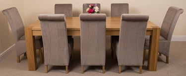Kuba Extra Large Oak Dining Table with 8 Montana Grey Fabric Chairs