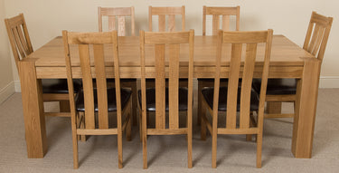 Kuba Extra Large Oak Dining Table with 8 Princeton Oak Chairs