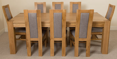 Kuba Extra Large Oak Dining Table with 8 Stanford Oak Chairs