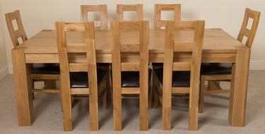 Kuba Extra Large Oak Dining Table with 8 Yale Oak Chairs