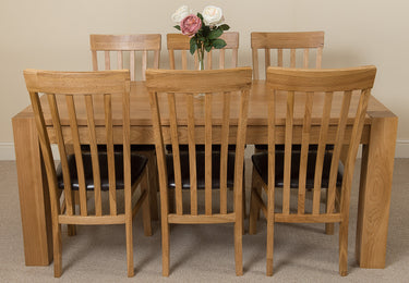 Kuba Large Oak Dining Table with 6 Harvard Oak Chairs