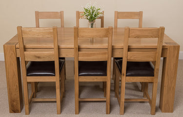 Kuba Large Oak Dining Table with 6 Lincoln Oak Chairs