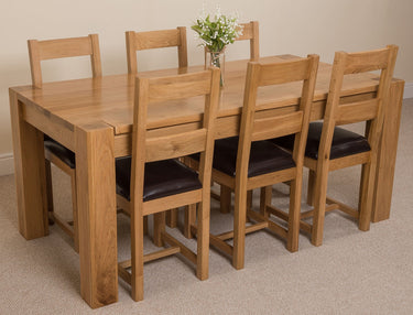 Kuba Large Oak Dining Table with 6 Lincoln Oak Chairs