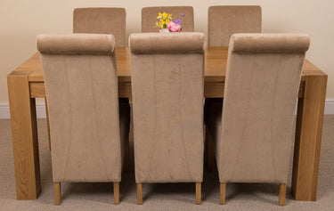 Kuba Large Oak Dining Table with 6 Montana Beige Fabric Chairs