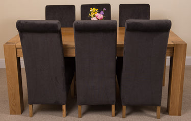 Kuba Large Oak Dining Table with 6 Montana Black Fabric Chairs