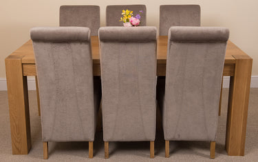 Kuba Large Oak Dining Table with 6 Montana Grey Fabric Chairs