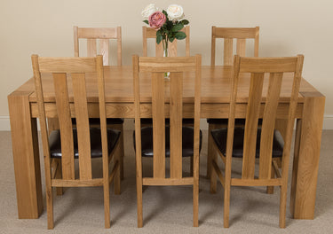 Kuba Large Oak Dining Table with 6 Princeton Oak Chairs