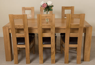 Kuba Large Oak Dining Table with 6 Yale Oak Chairs