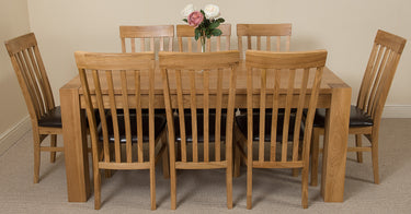 Kuba Large Oak Dining Table with 8 Harvard Oak Chairs