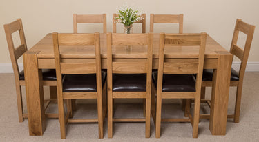 Kuba Large Oak Dining Table with 8 Lincoln Oak Chairs