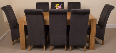 Kuba Large Oak Dining Table with 8 Montana Black Fabric Chairs
