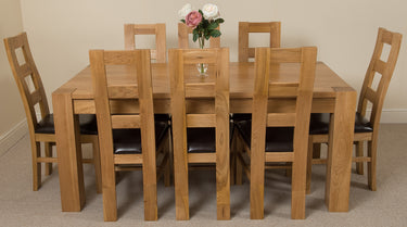 Kuba Large Oak Dining Table with 8 Yale Oak Chairs