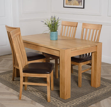 Kuba Medium Oak Dining Table with 4 Harvard Oak Chairs
