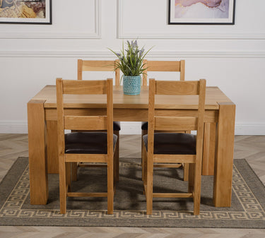 Kuba Medium Oak Dining Table with 4 Lincoln Oak Chairs
