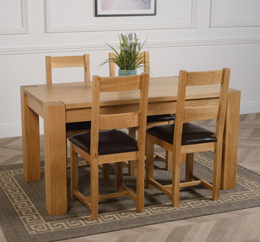 Kuba Medium Oak Dining Table with 4 Lincoln Oak Chairs