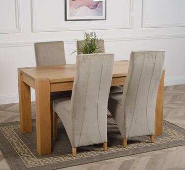 Kuba Medium Oak Dining Table with 4 Lola Grey Fabric Chairs