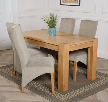 Kuba Medium Oak Dining Table with 4 Lola Grey Fabric Chairs