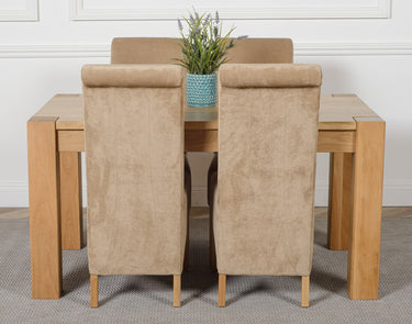 Kuba Medium Oak Dining Table with 4 Montana Beige Fabric Chairs