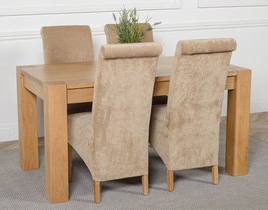 Kuba Medium Oak Dining Table with 4 Montana Beige Fabric Chairs