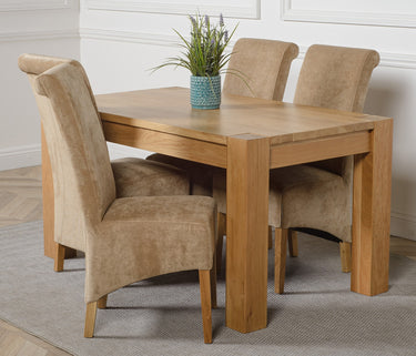 Kuba Medium Oak Dining Table with 4 Montana Beige Fabric Chairs