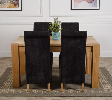 Kuba Medium Oak Dining Table with 4 Montana Black Fabric Chairs