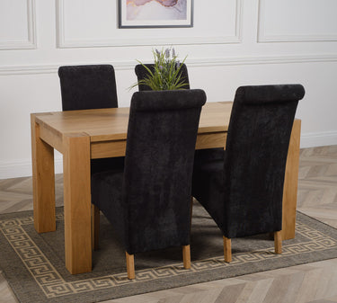 Kuba Medium Oak Dining Table with 4 Montana Black Fabric Chairs