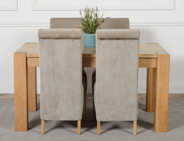 Kuba Medium Oak Dining Table with 4 Montana Grey Fabric Chairs