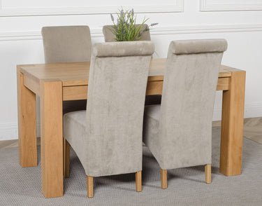 Kuba Medium Oak Dining Table with 4 Montana Grey Fabric Chairs