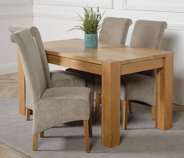 Kuba Medium Oak Dining Table with 4 Montana Grey Fabric Chairs
