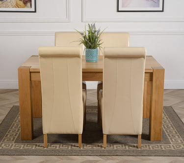 Kuba Medium Oak Dining Table with 4 Montana Ivory Leather Chairs