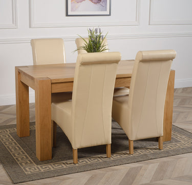 Kuba Medium Oak Dining Table with 4 Montana Ivory Leather Chairs