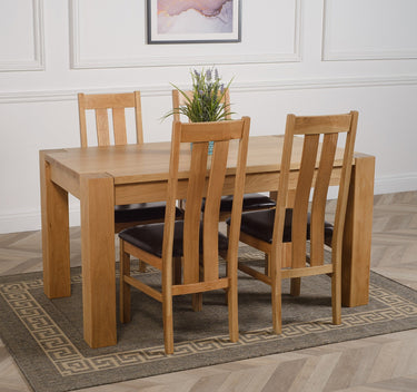Kuba Medium Oak Dining Table with 4 Princeton Oak Chairs