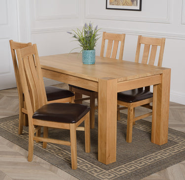 Kuba Medium Oak Dining Table with 4 Princeton Oak Chairs